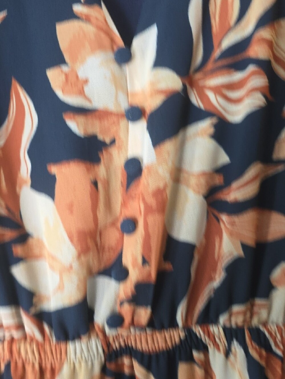 Flying Tomato Large Navy  Dress with Cream & Tan Floral Print - Picture 8 of 14
